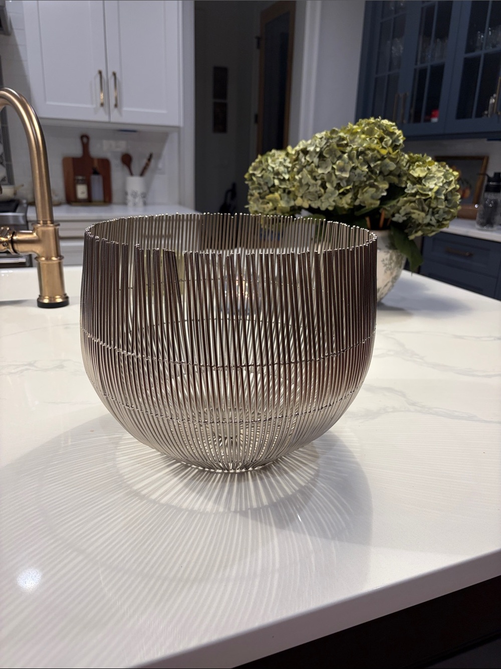 Crate&Barrel Silver Wire Bowl Vase - Modern Metal Accent